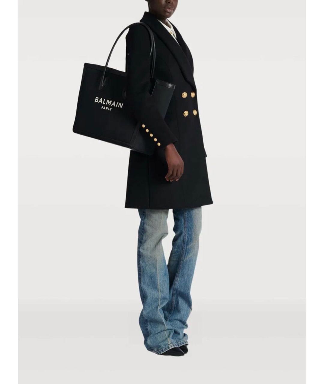 BALMAIN Черная кожаная сумка тоут, фото 5