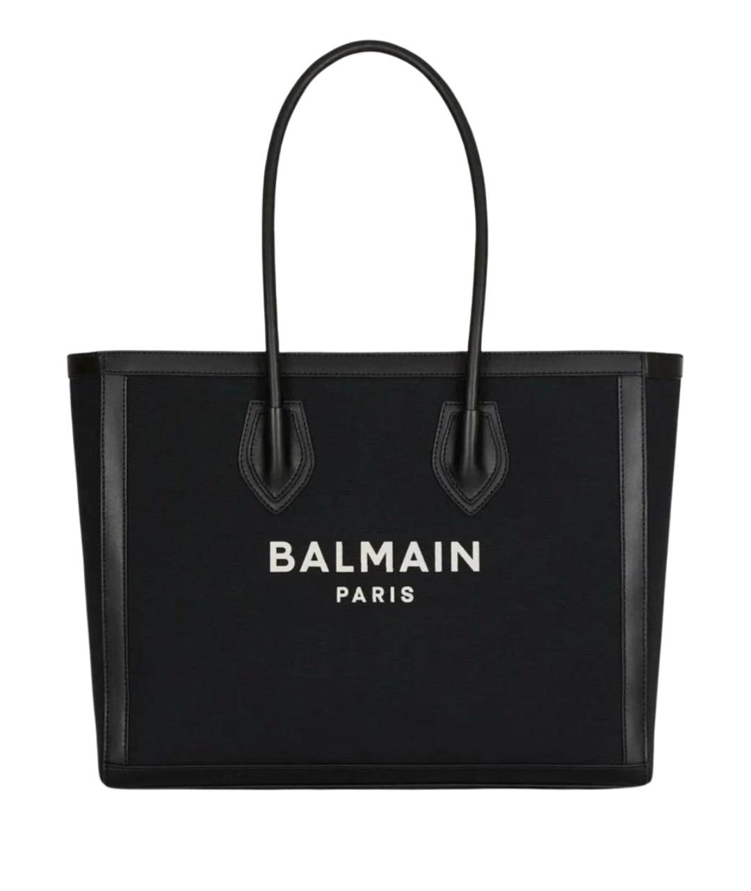 BALMAIN Черная кожаная сумка тоут, фото 1