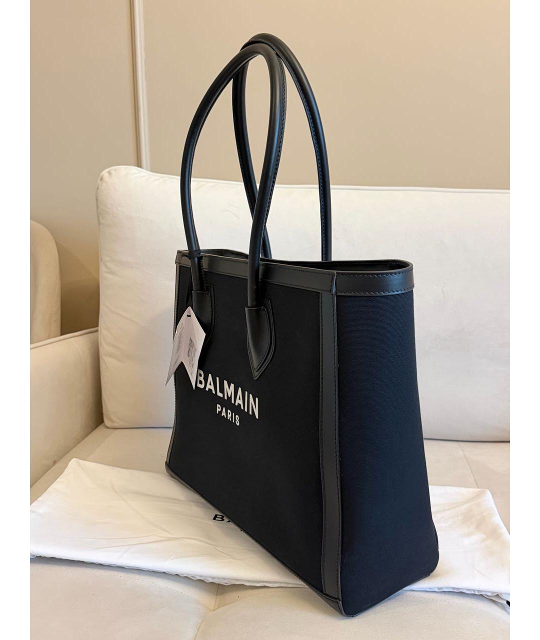 BALMAIN Черная кожаная сумка тоут, фото 2