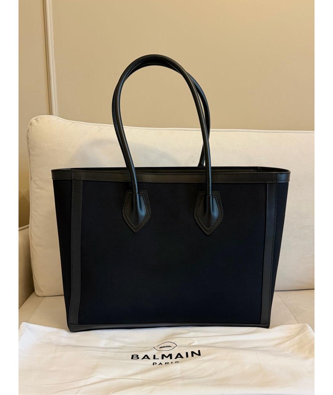 BALMAIN Черная кожаная сумка тоут, фото 3
