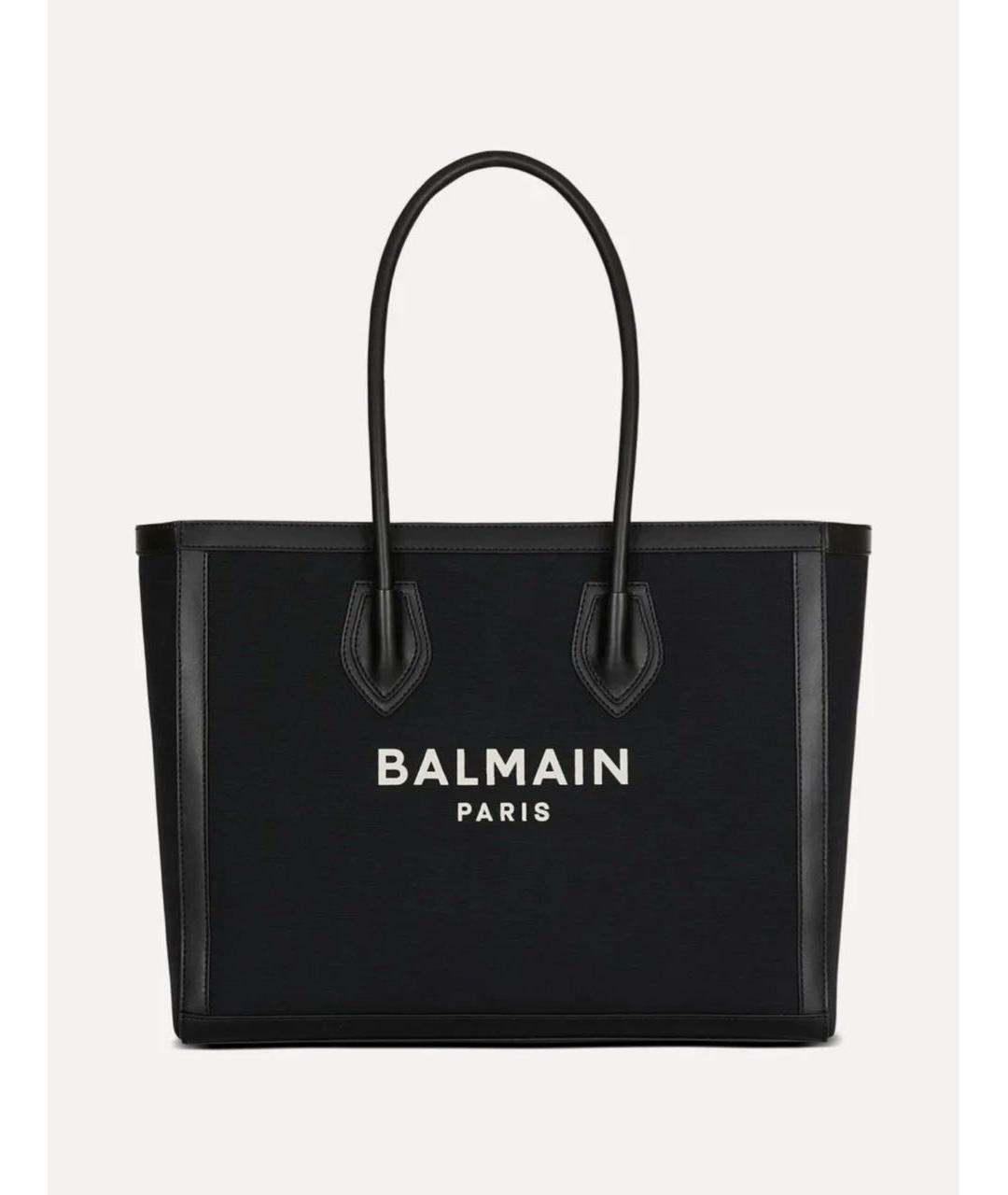 BALMAIN Черная кожаная сумка тоут, фото 7