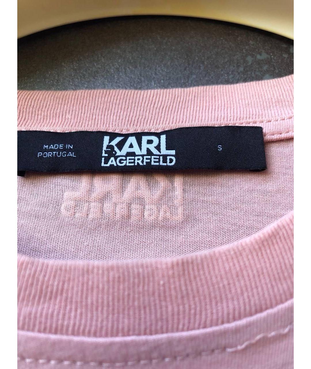 KARL LAGERFELD Розовая хлопковая футболка, фото 3