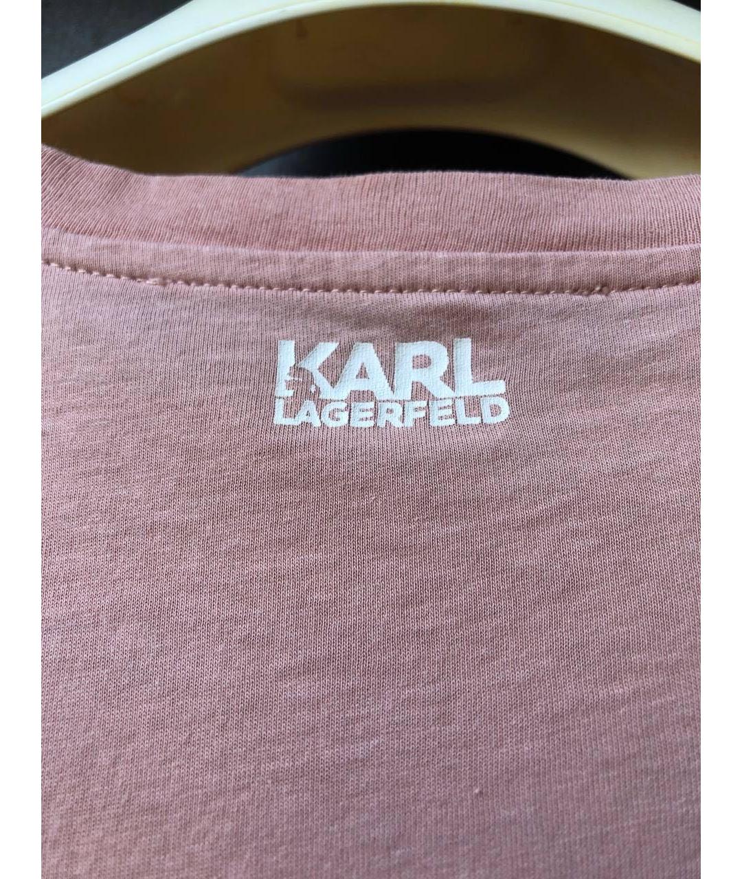 KARL LAGERFELD Розовая хлопковая футболка, фото 6