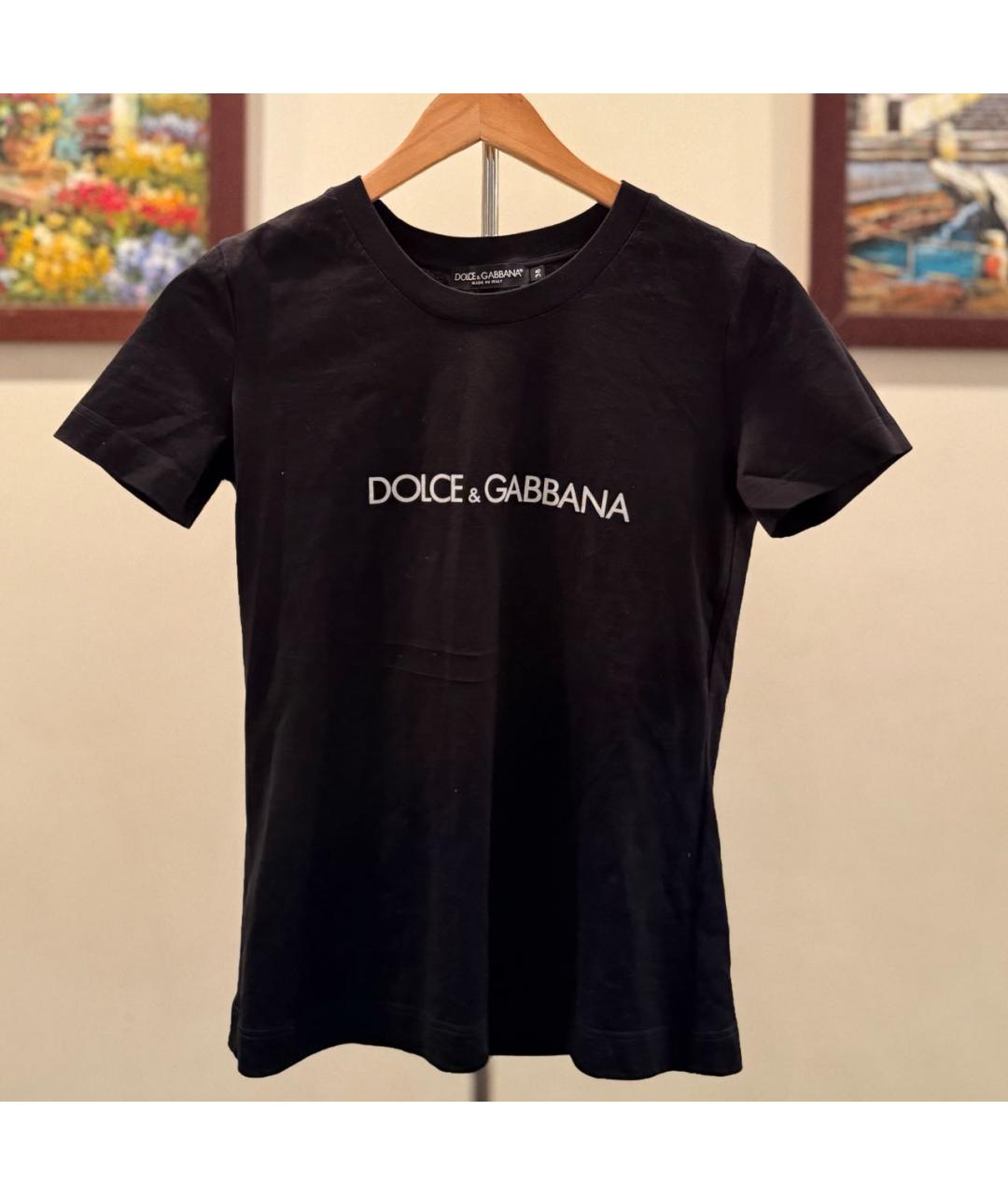 DOLCE&GABBANA Черная хлопковая футболка, фото 3