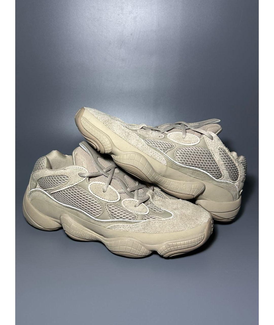 ADIDAS YEEZY Бежевые замшевые низкие кроссовки / кеды, фото 5