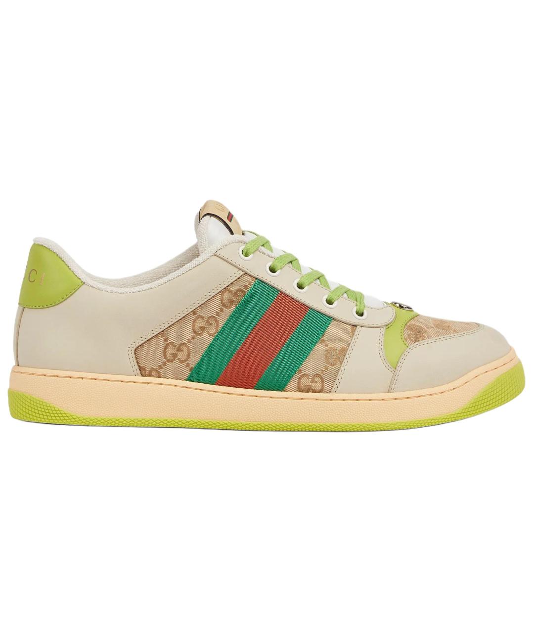 GUCCI Бежевые текстильные низкие кроссовки / кеды, фото 1