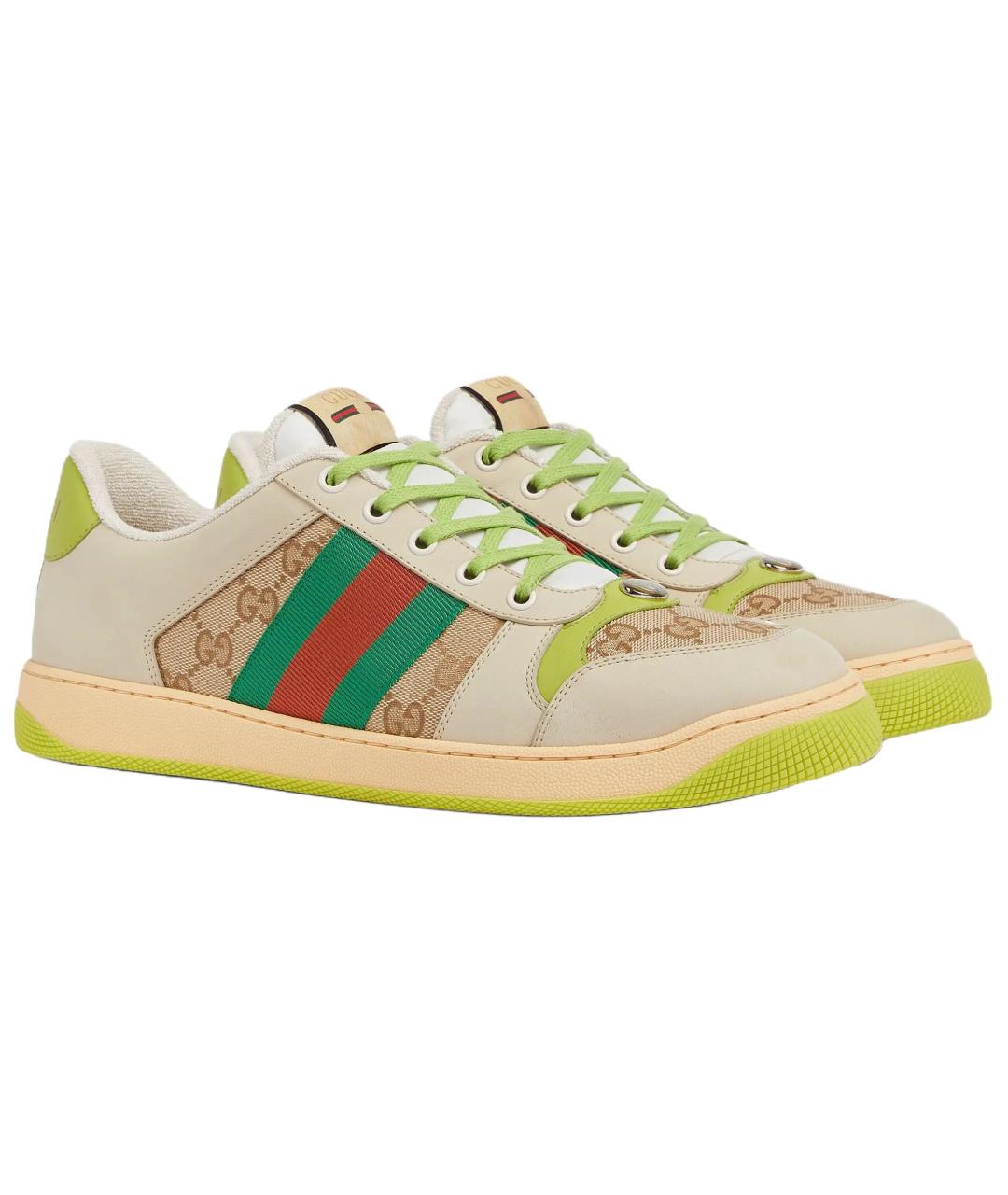 GUCCI Бежевые текстильные низкие кроссовки / кеды, фото 3