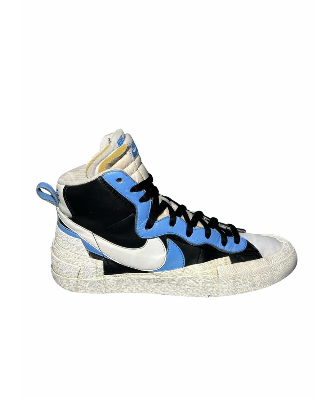 NIKE Синие кожаные низкие кроссовки / кеды, фото 1