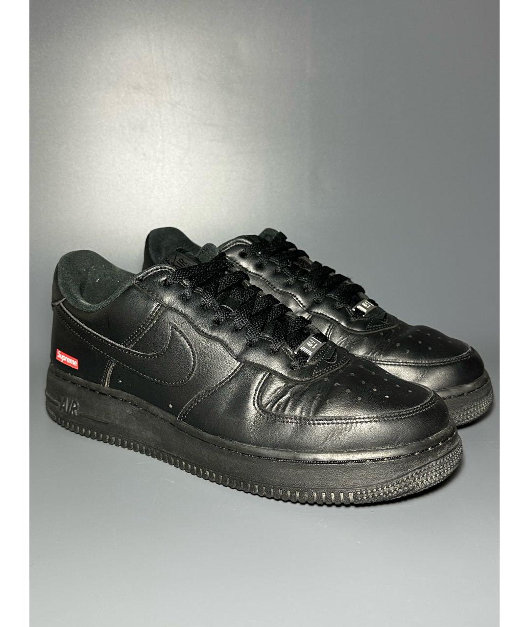 NIKE Черные кожаные низкие кроссовки / кеды, фото 6