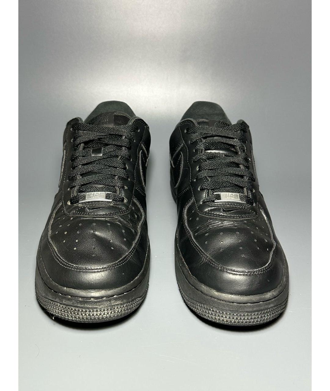 NIKE Черные кожаные низкие кроссовки / кеды, фото 2