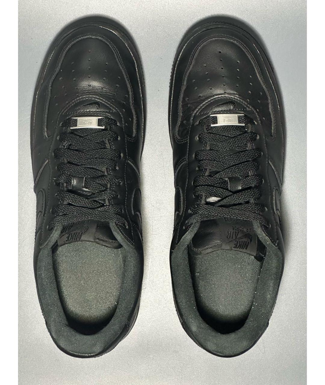 NIKE Черные кожаные низкие кроссовки / кеды, фото 3