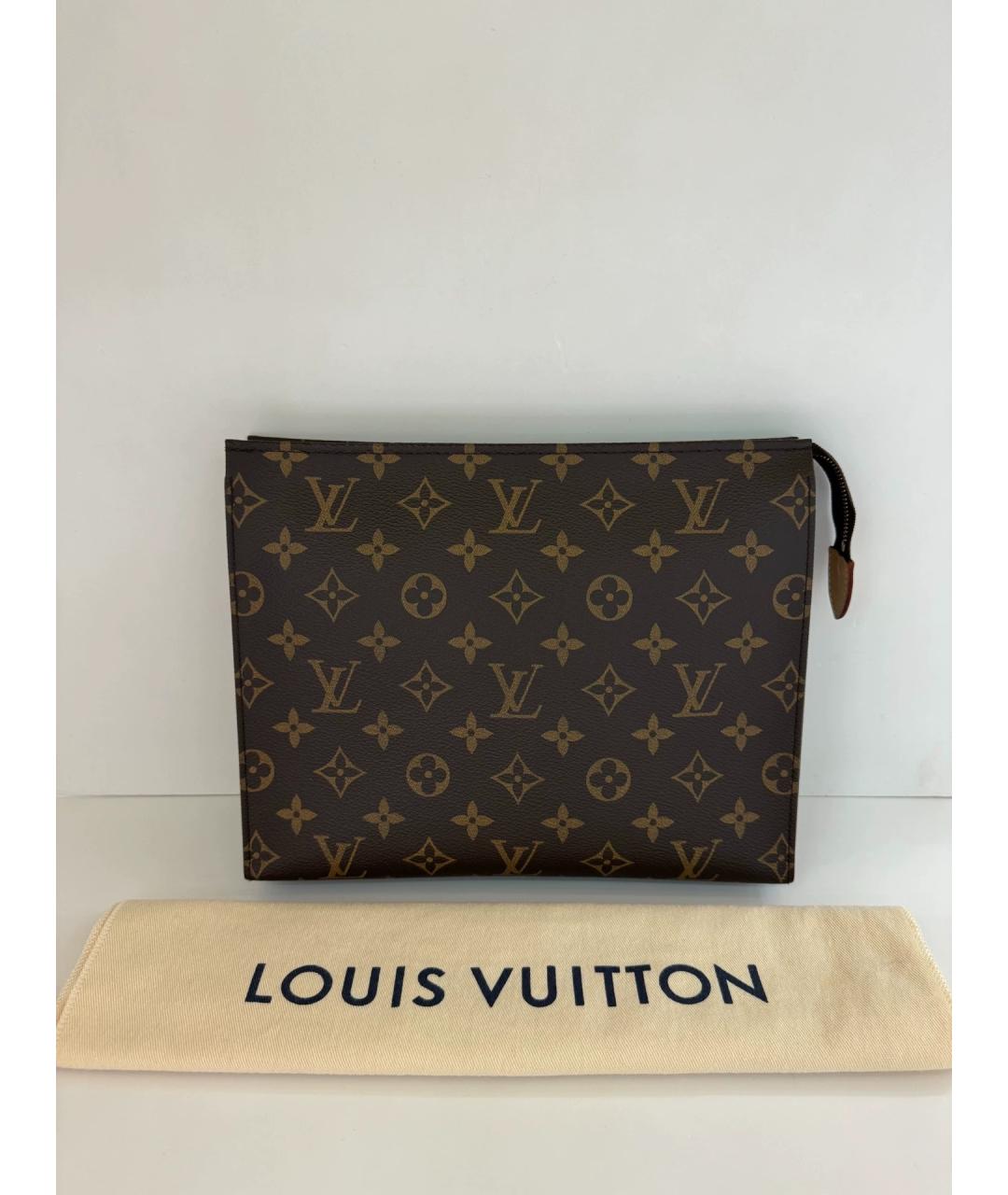 LOUIS VUITTON Коричневая кожаная барсетка, фото 10