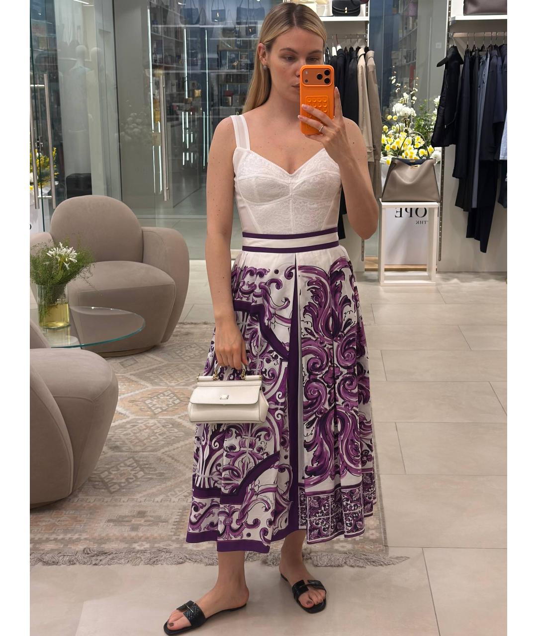 DOLCE&GABBANA Мульти хлопковая юбка миди, фото 3
