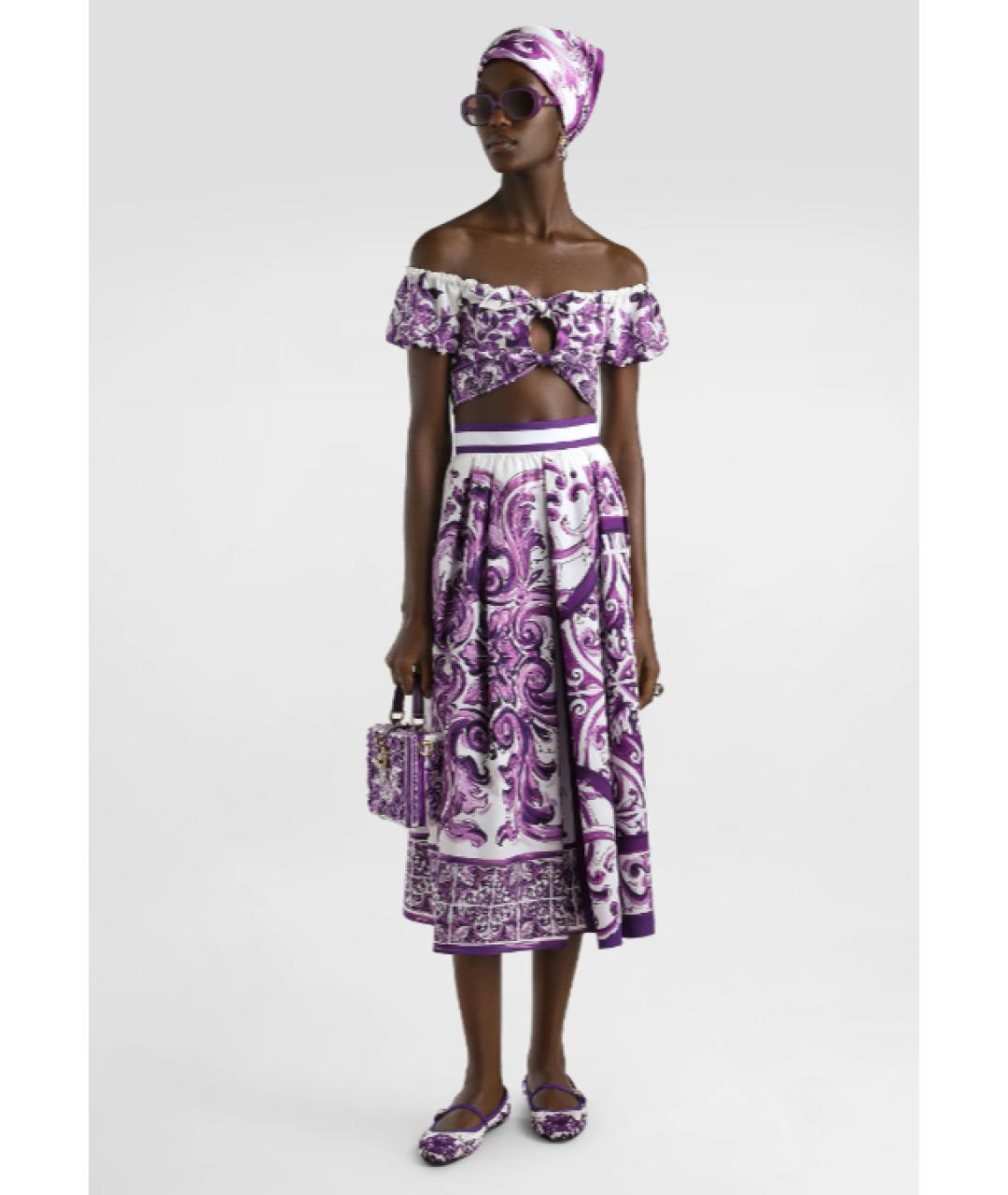 DOLCE&GABBANA Мульти хлопковая юбка миди, фото 6