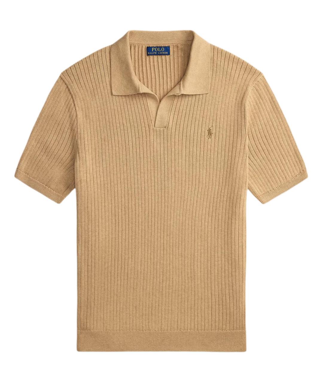 POLO RALPH LAUREN Бежевое хлопковое поло с коротким рукавом, фото 1