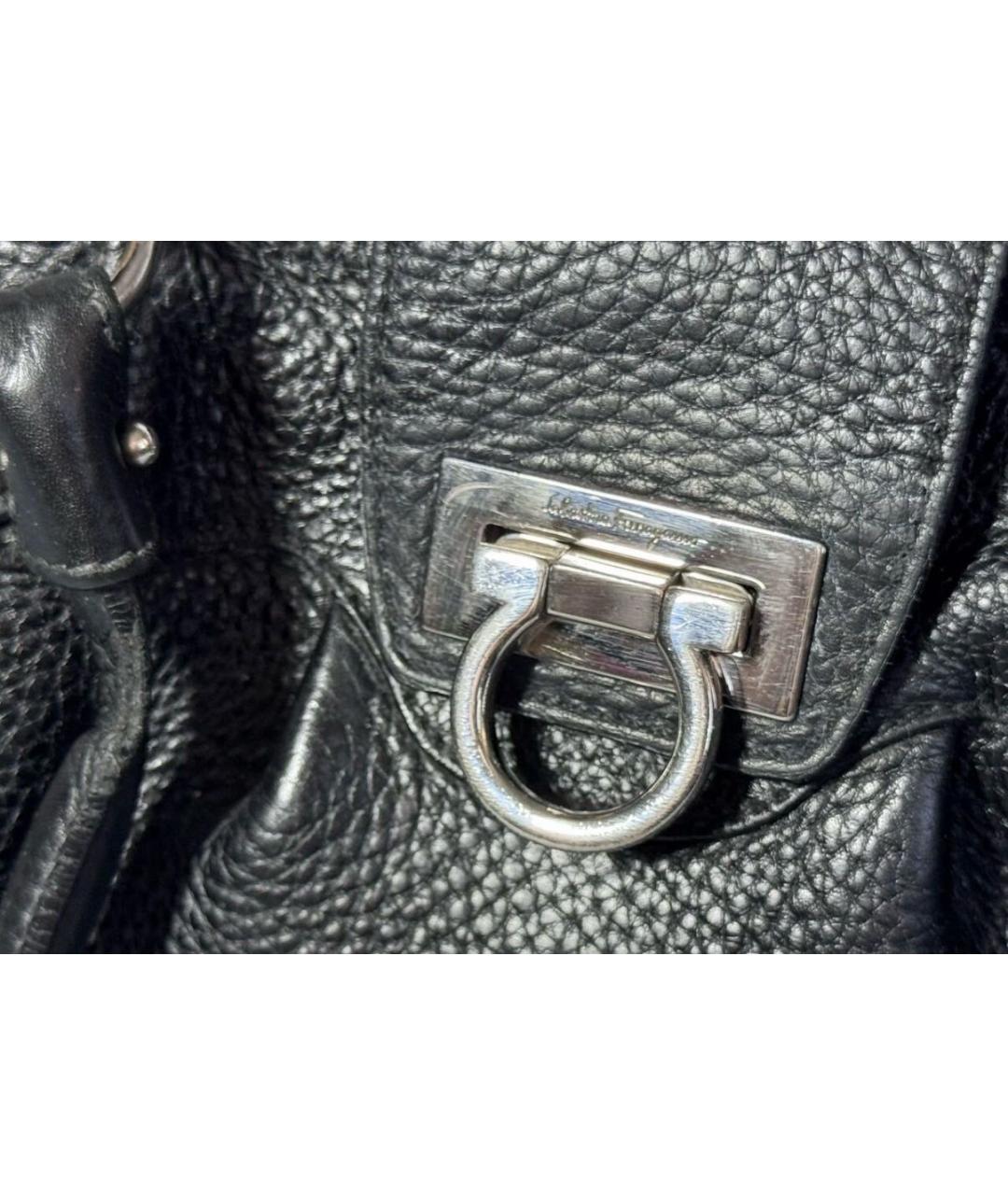 FERRAGAMO Черная кожаная сумка тоут, фото 7