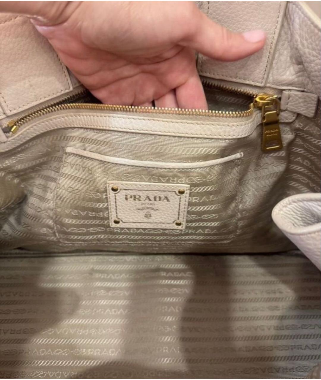 PRADA Белая кожаная сумка тоут, фото 3