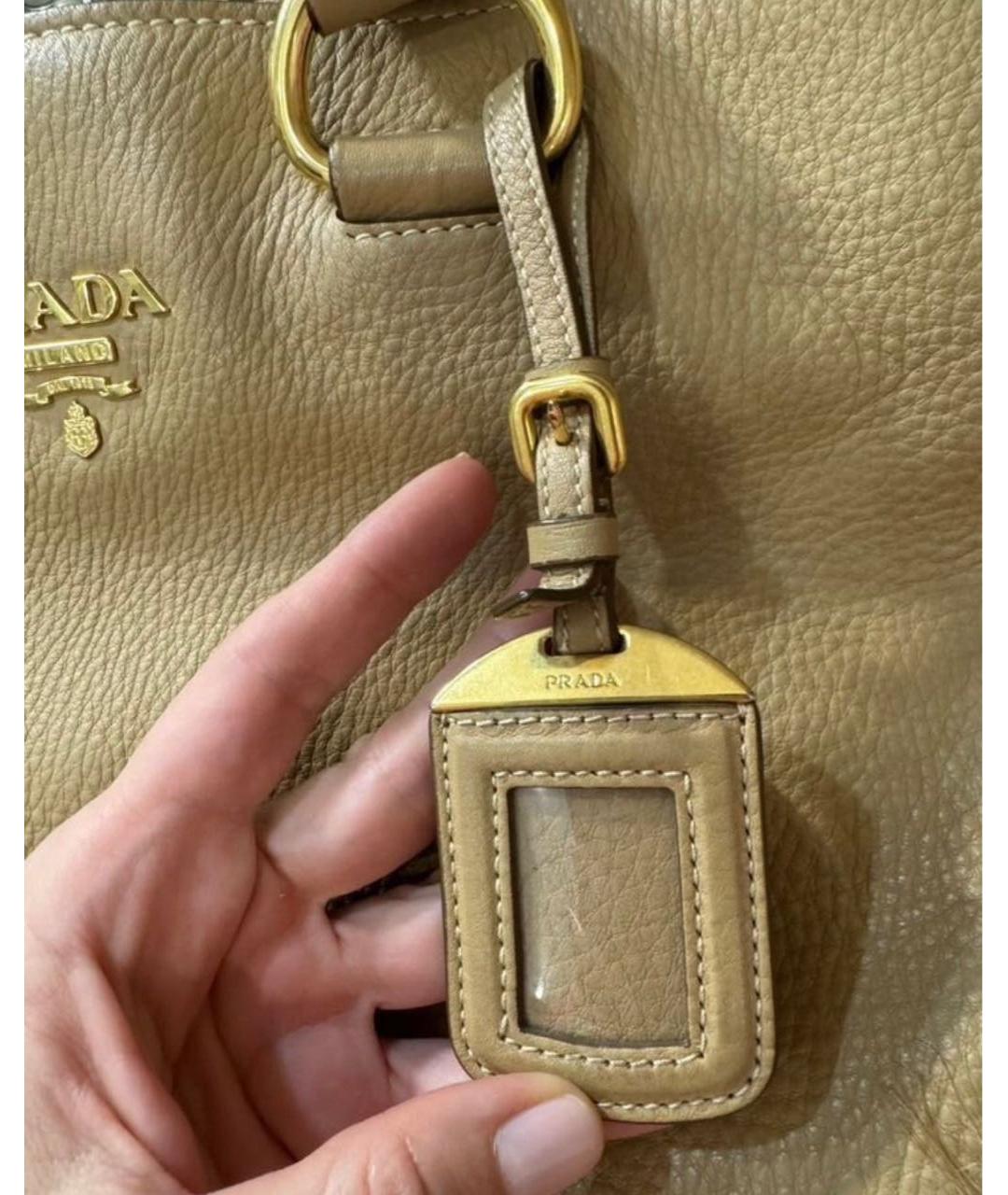 PRADA Бежевая кожаная сумка тоут, фото 3