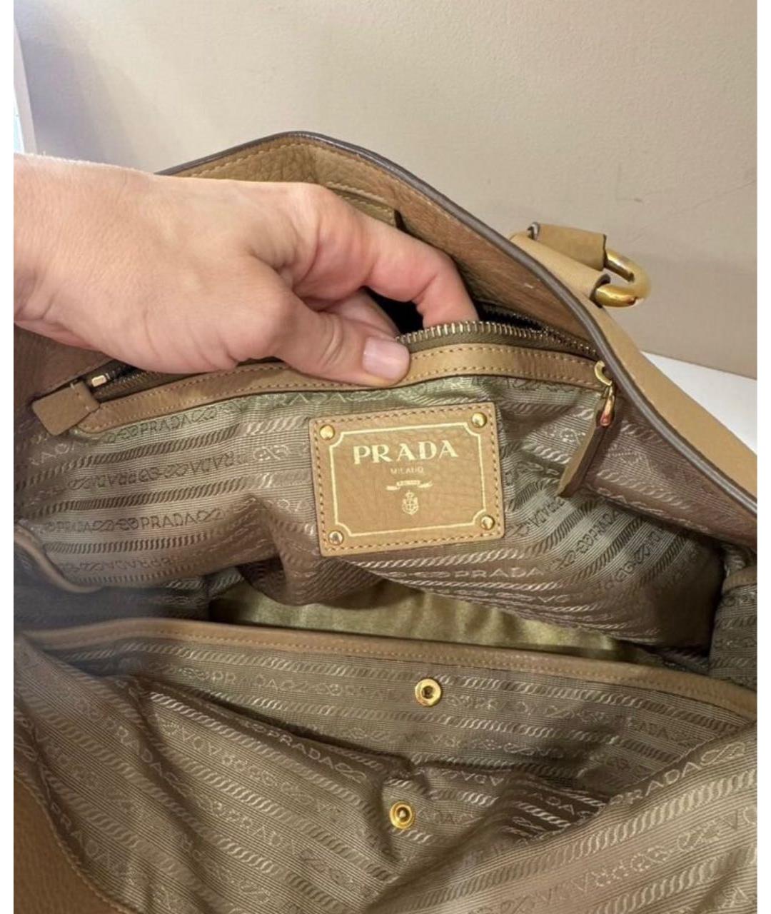 PRADA Бежевая кожаная сумка тоут, фото 2