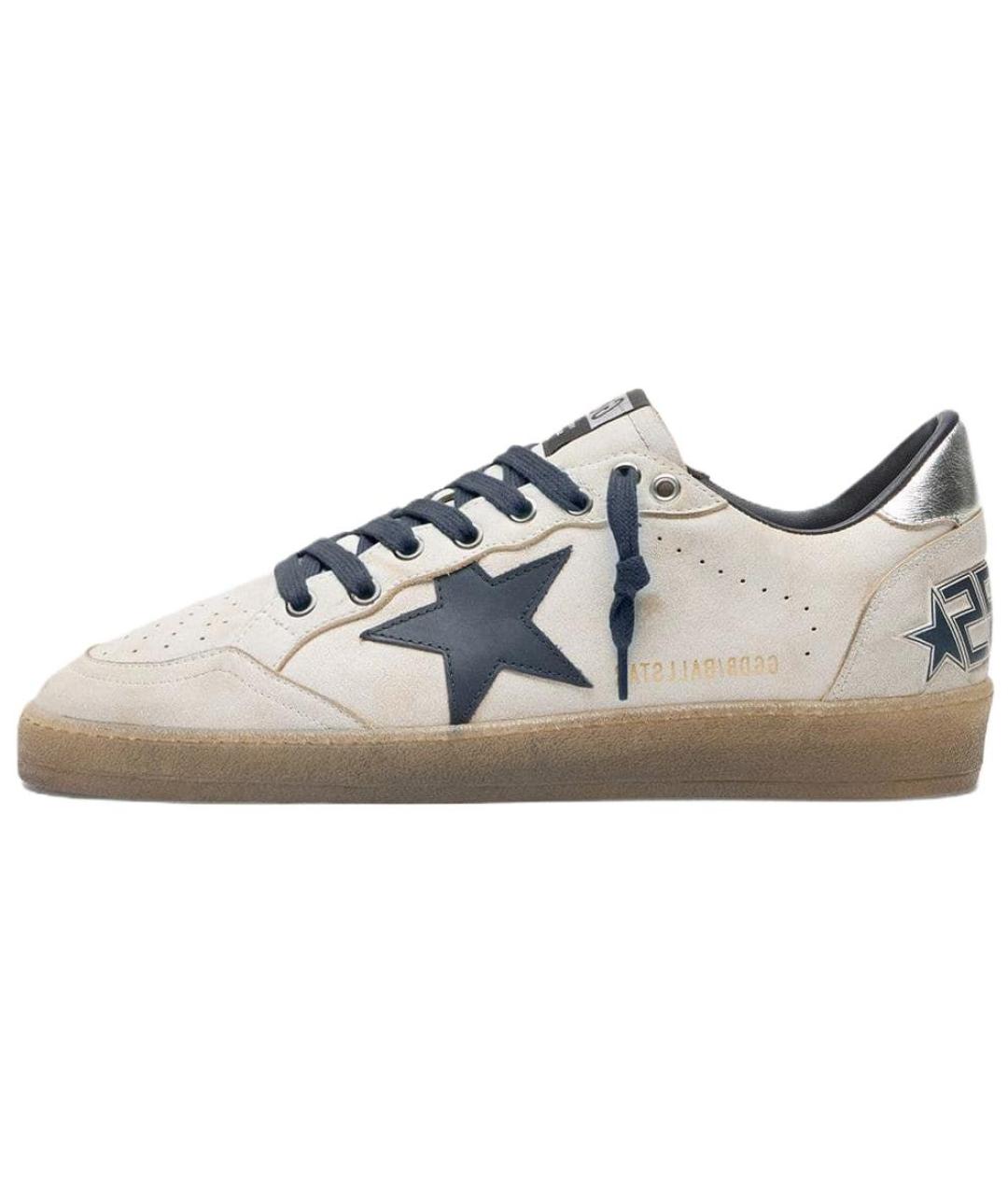 GOLDEN GOOSE Белые замшевые низкие кроссовки / кеды, фото 2