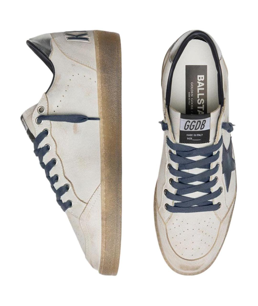 GOLDEN GOOSE Белые замшевые низкие кроссовки / кеды, фото 4