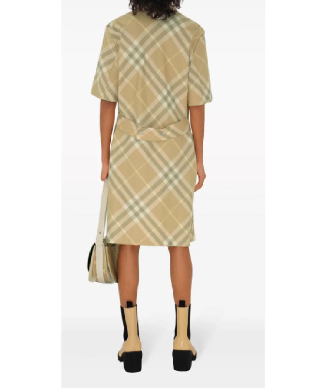 BURBERRY Бежевое хлопковое повседневное платье, фото 5