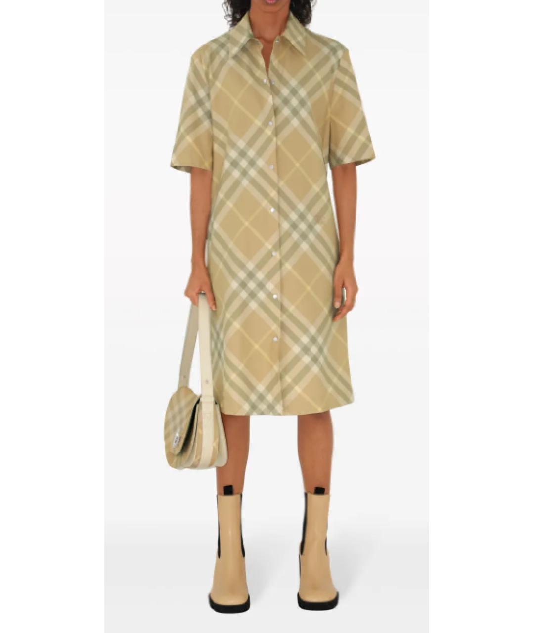 BURBERRY Бежевое хлопковое повседневное платье, фото 7