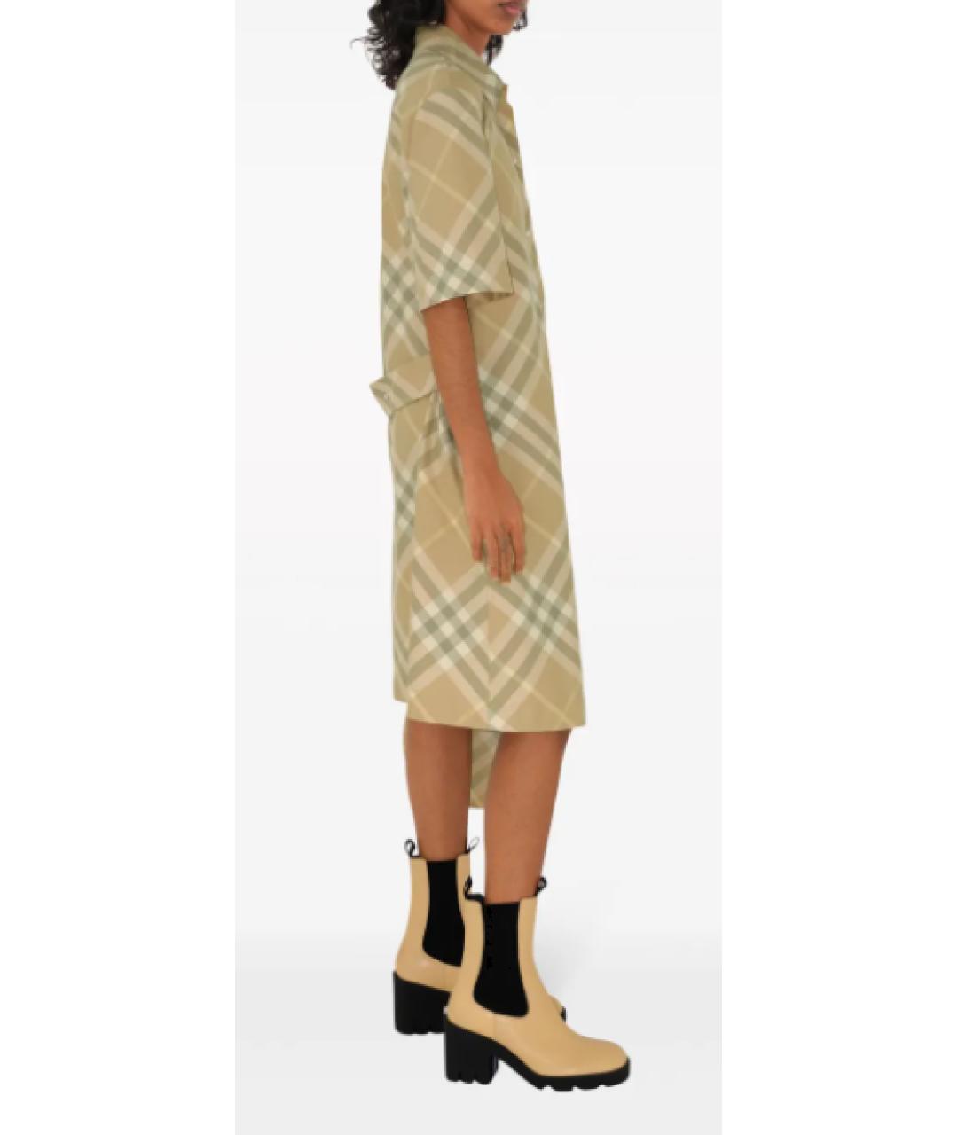 BURBERRY Бежевое хлопковое повседневное платье, фото 6