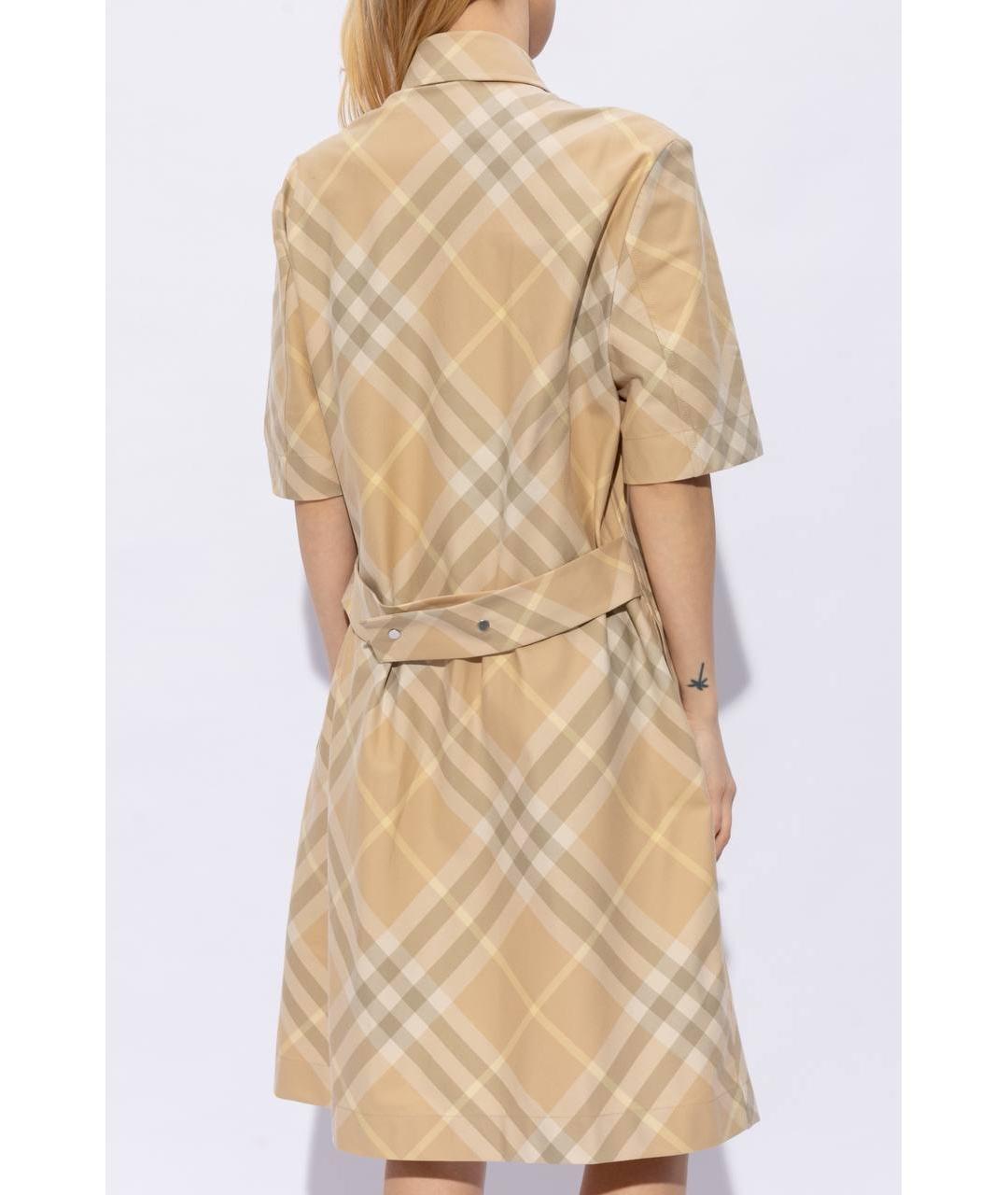 BURBERRY Бежевое хлопковое повседневное платье, фото 8