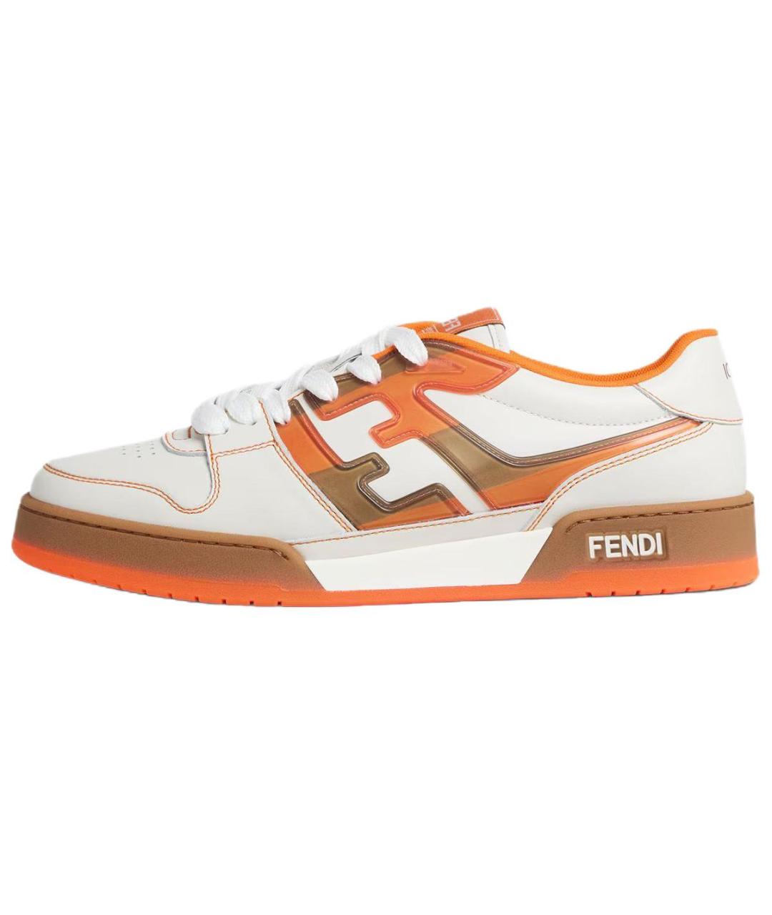 FENDI Белые кожаные низкие кроссовки / кеды, фото 2