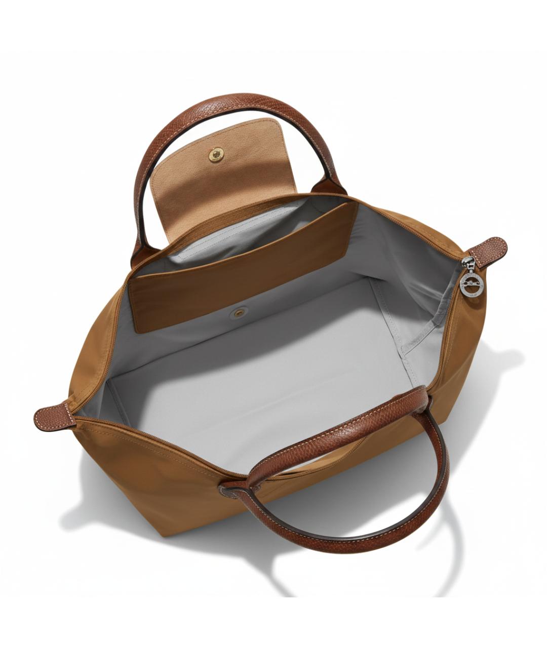LONGCHAMP Коричневая синтетическая сумка с короткими ручками, фото 4