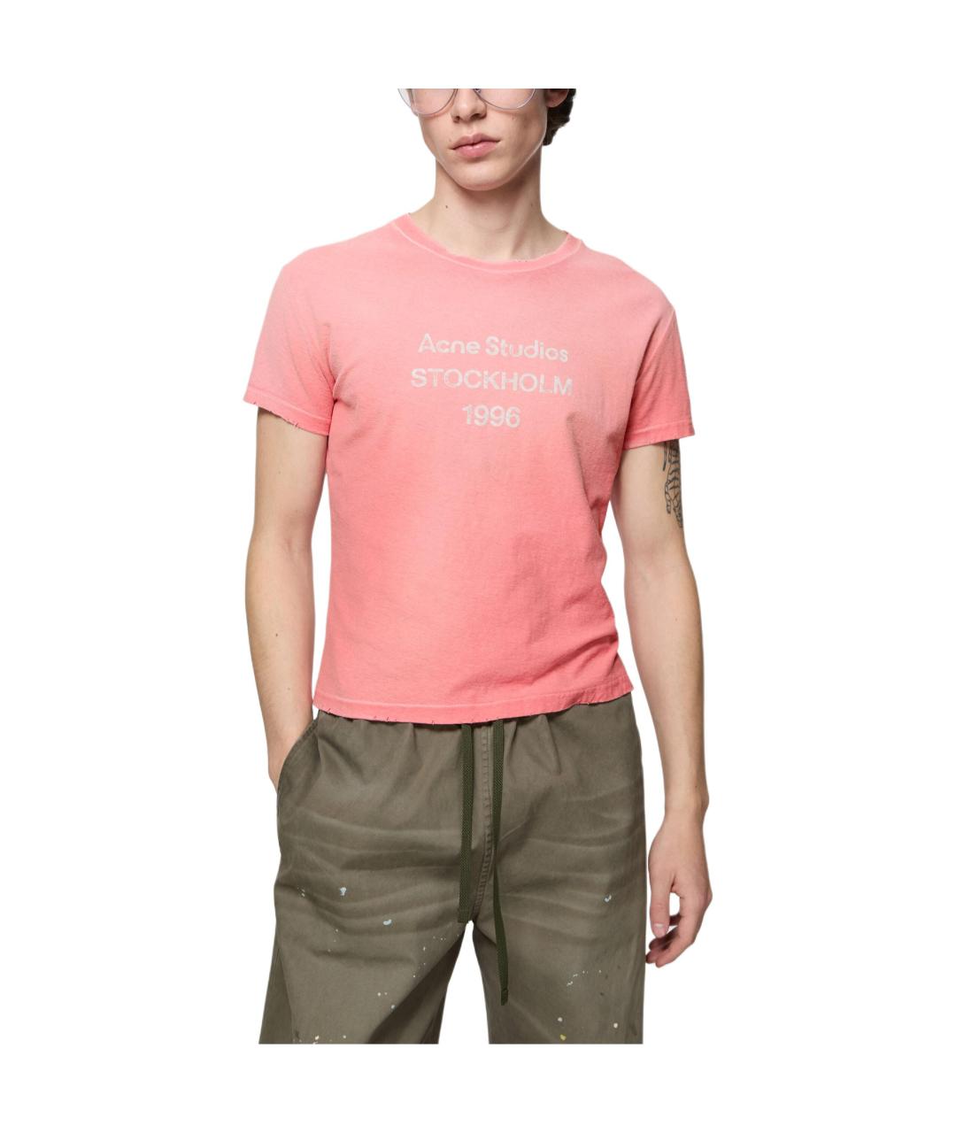 ACNE STUDIOS Розовая хлопковая футболка, фото 3