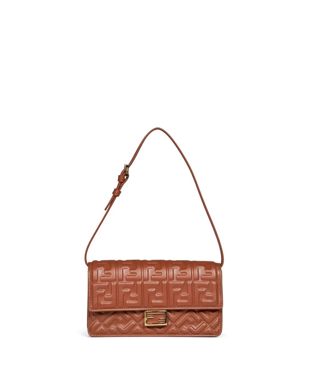FENDI Коричневая кожаная сумка через плечо, фото 1