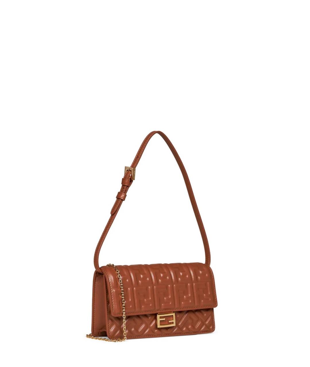 FENDI Коричневая кожаная сумка через плечо, фото 3