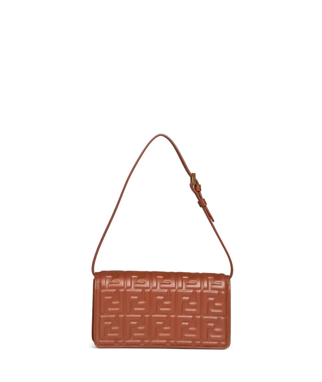FENDI Коричневая кожаная сумка через плечо, фото 2