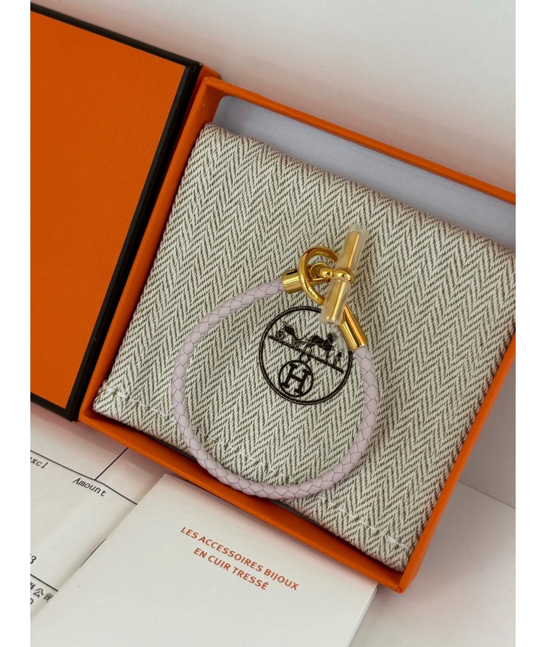 HERMES Фиолетовый кожаный браслет, фото 2