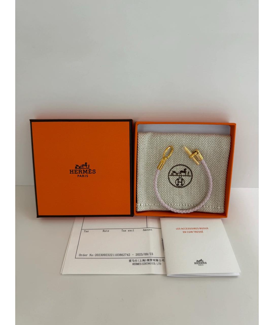 HERMES Фиолетовый кожаный браслет, фото 3