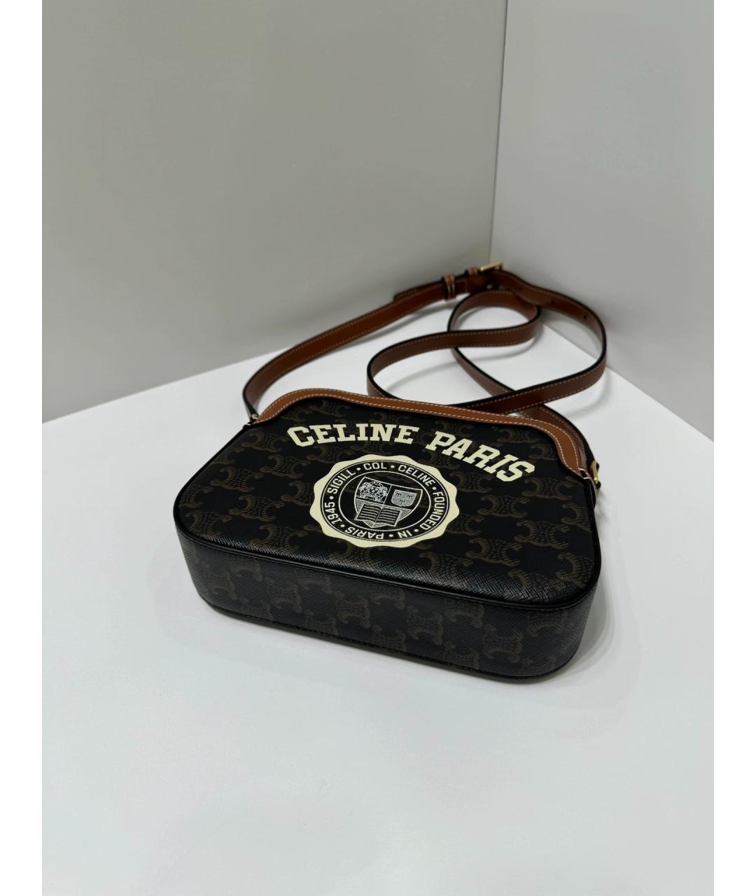 CELINE Коричневая кожаная сумка через плечо, фото 4