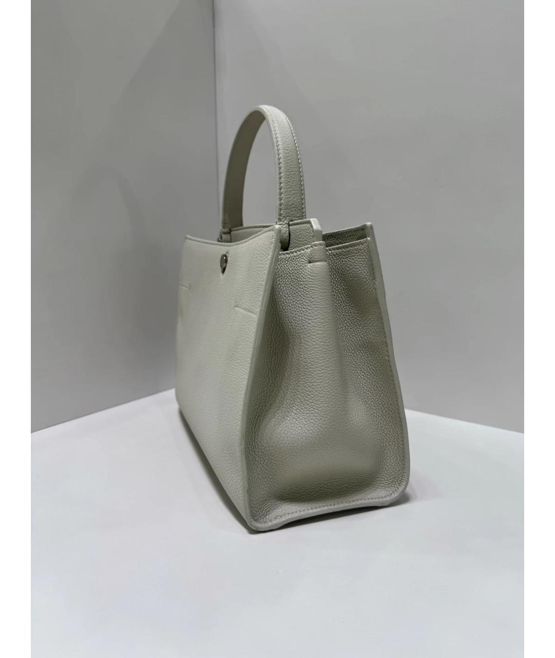 LORO PIANA Белая кожаная сумка тоут, фото 3