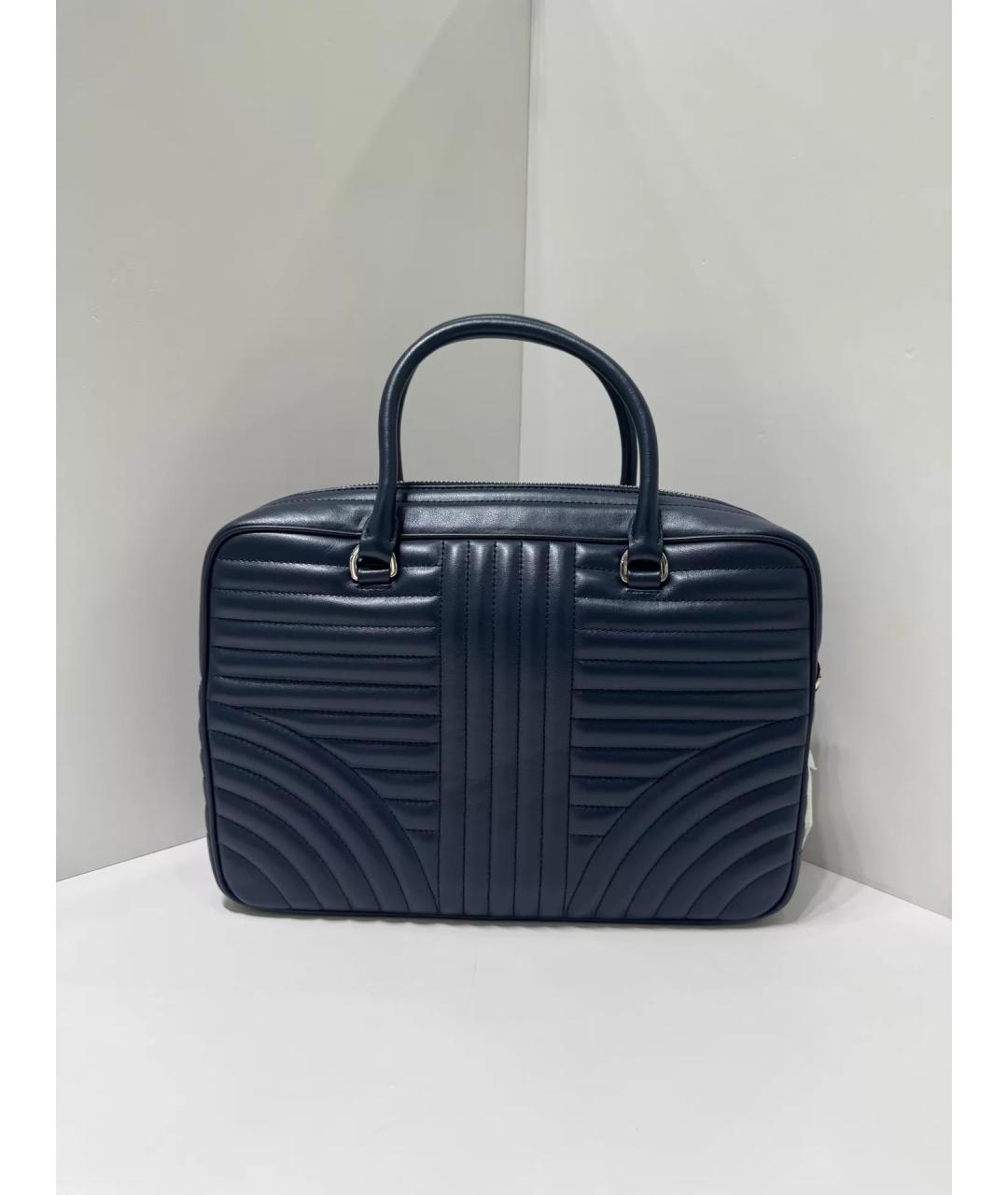 PRADA Темно-синяя кожаная сумка с короткими ручками, фото 2