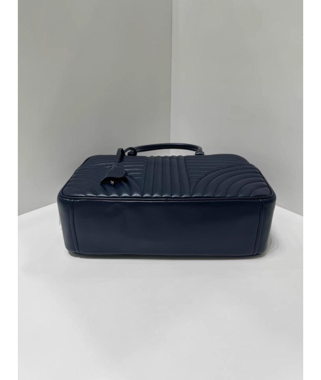 PRADA Темно-синяя кожаная сумка с короткими ручками, фото 4