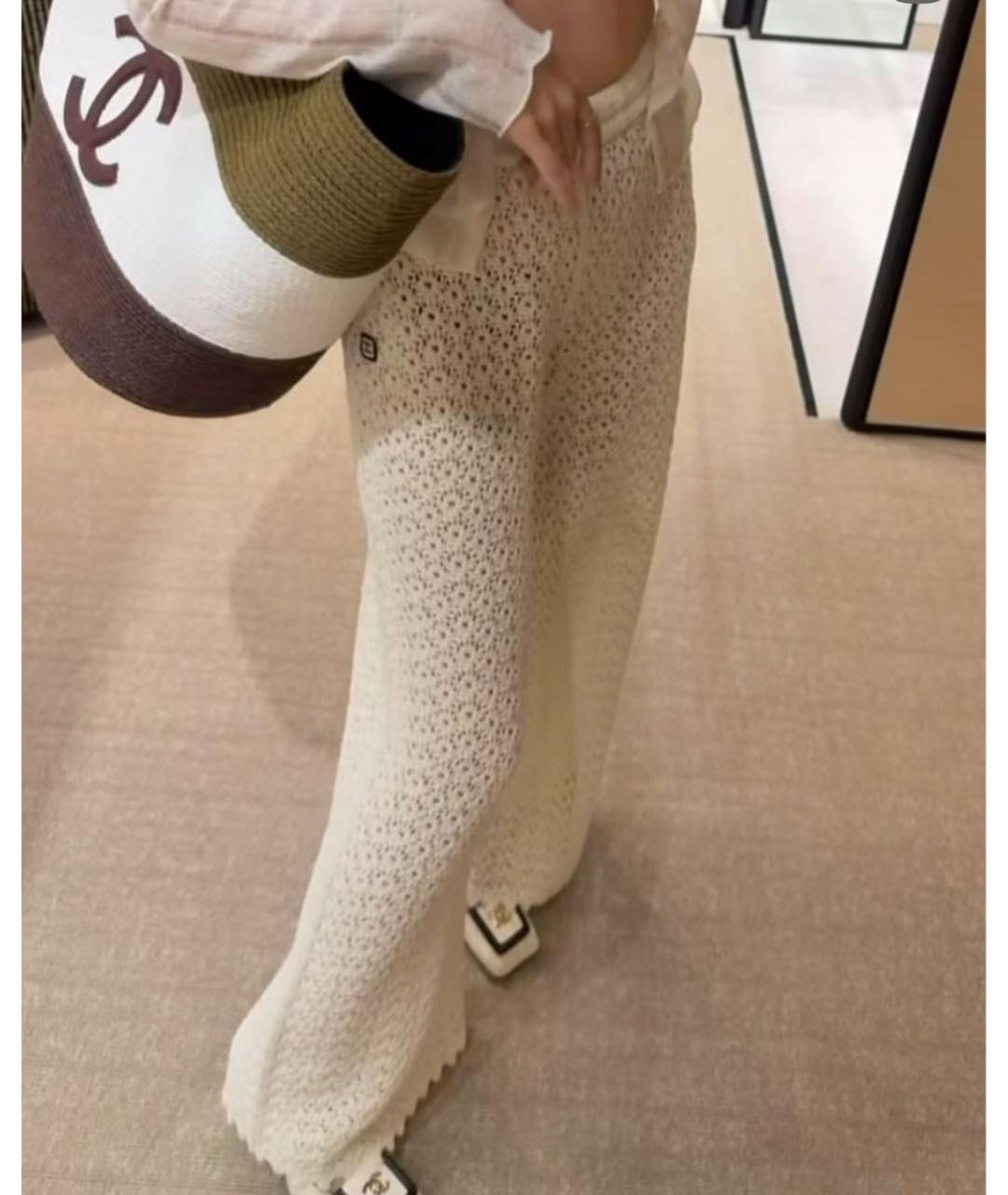 CHANEL Бежевые кружевные прямые брюки, фото 4