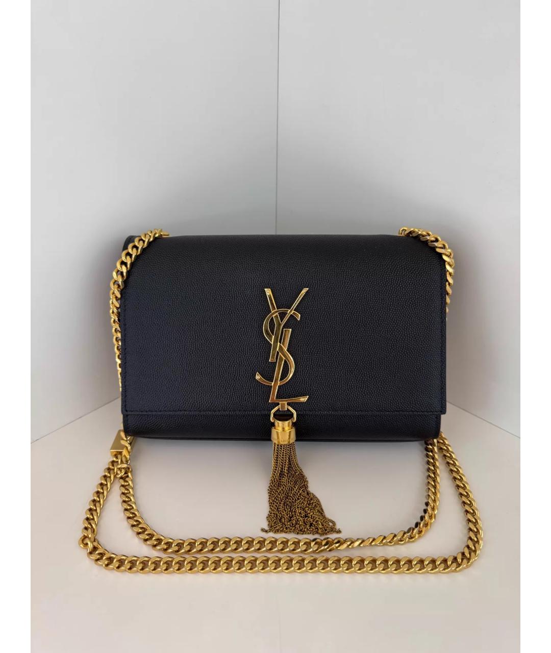 SAINT LAURENT Черная кожаная сумка через плечо, фото 5