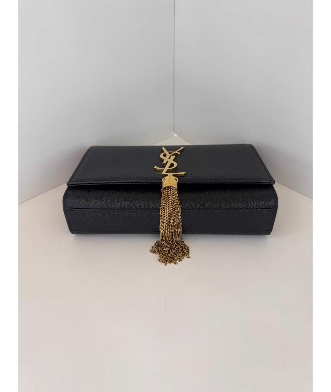 SAINT LAURENT Черная кожаная сумка через плечо, фото 4