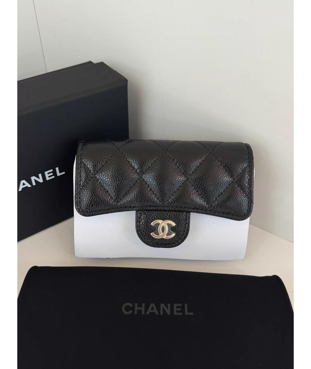 CHANEL Черный кожаный кошелек, фото 2