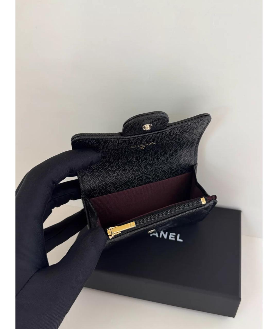 CHANEL Черный кожаный кошелек, фото 4