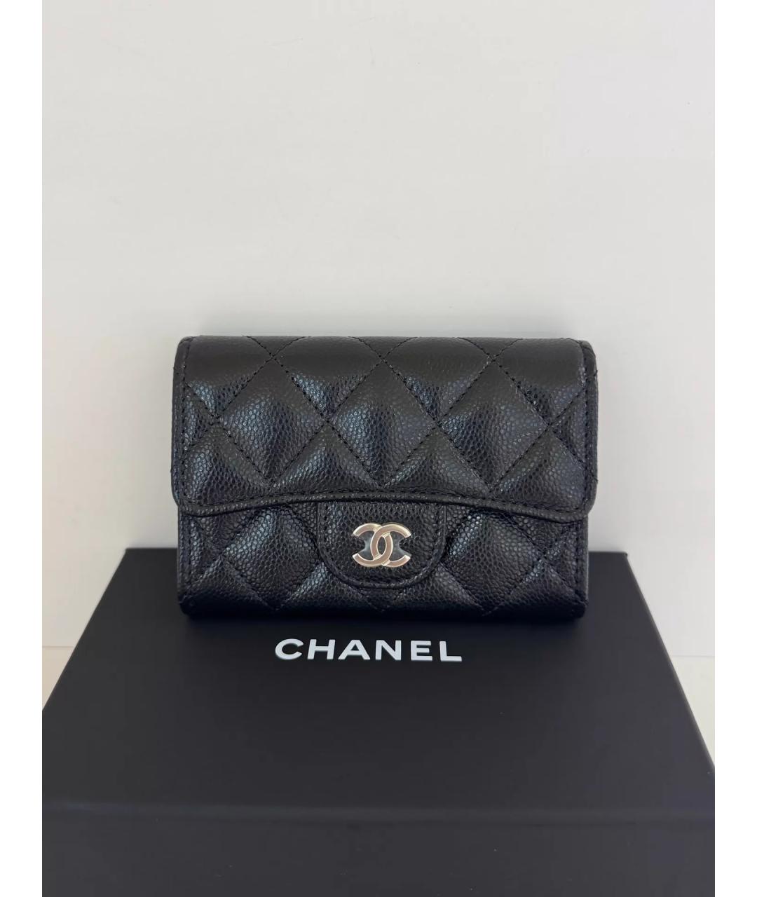 CHANEL Черный кожаный кошелек, фото 6