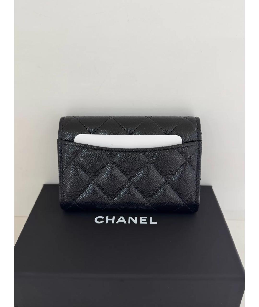 CHANEL Черный кожаный кошелек, фото 3
