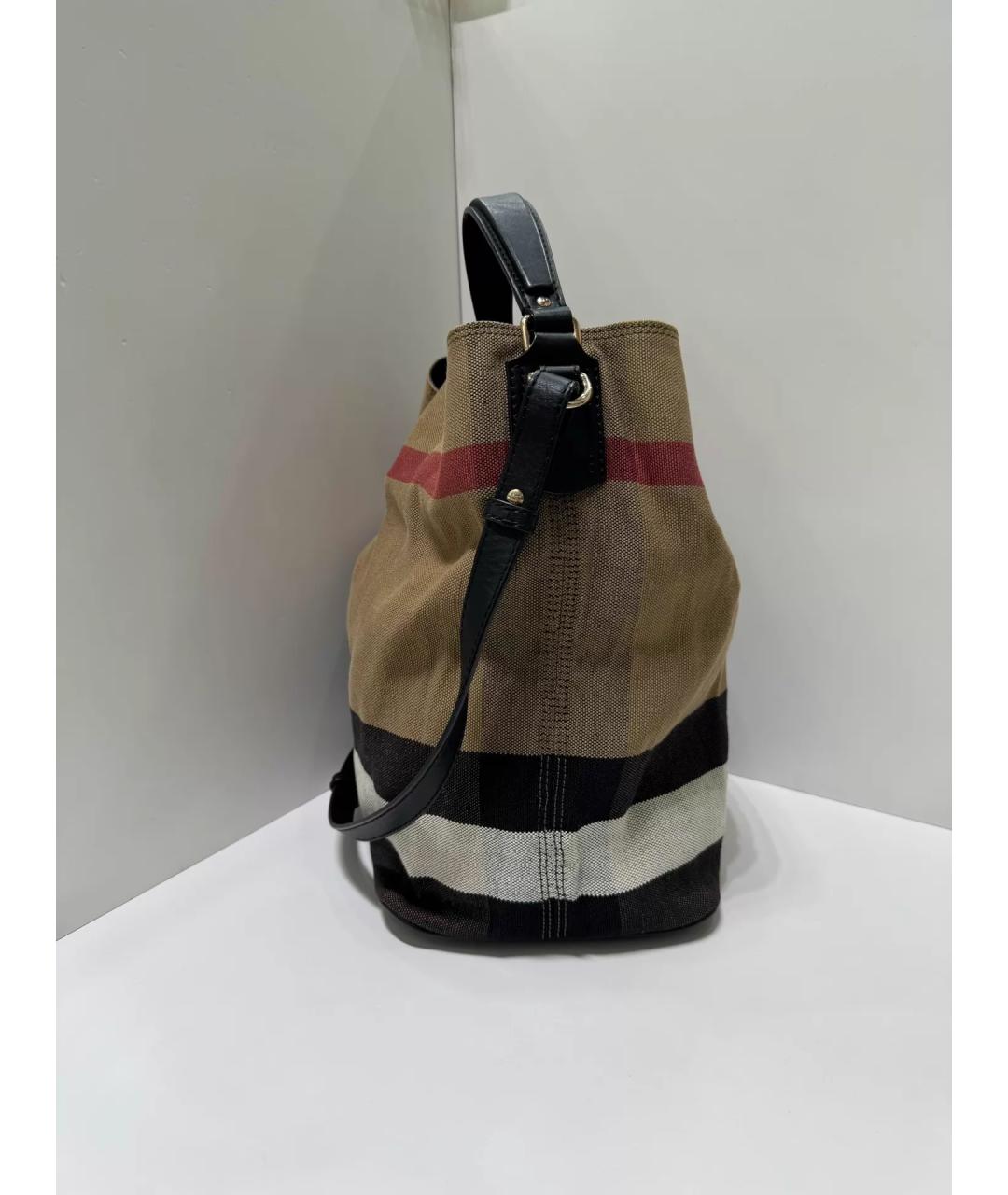 BURBERRY Бежевая тканевая сумка с короткими ручками, фото 3