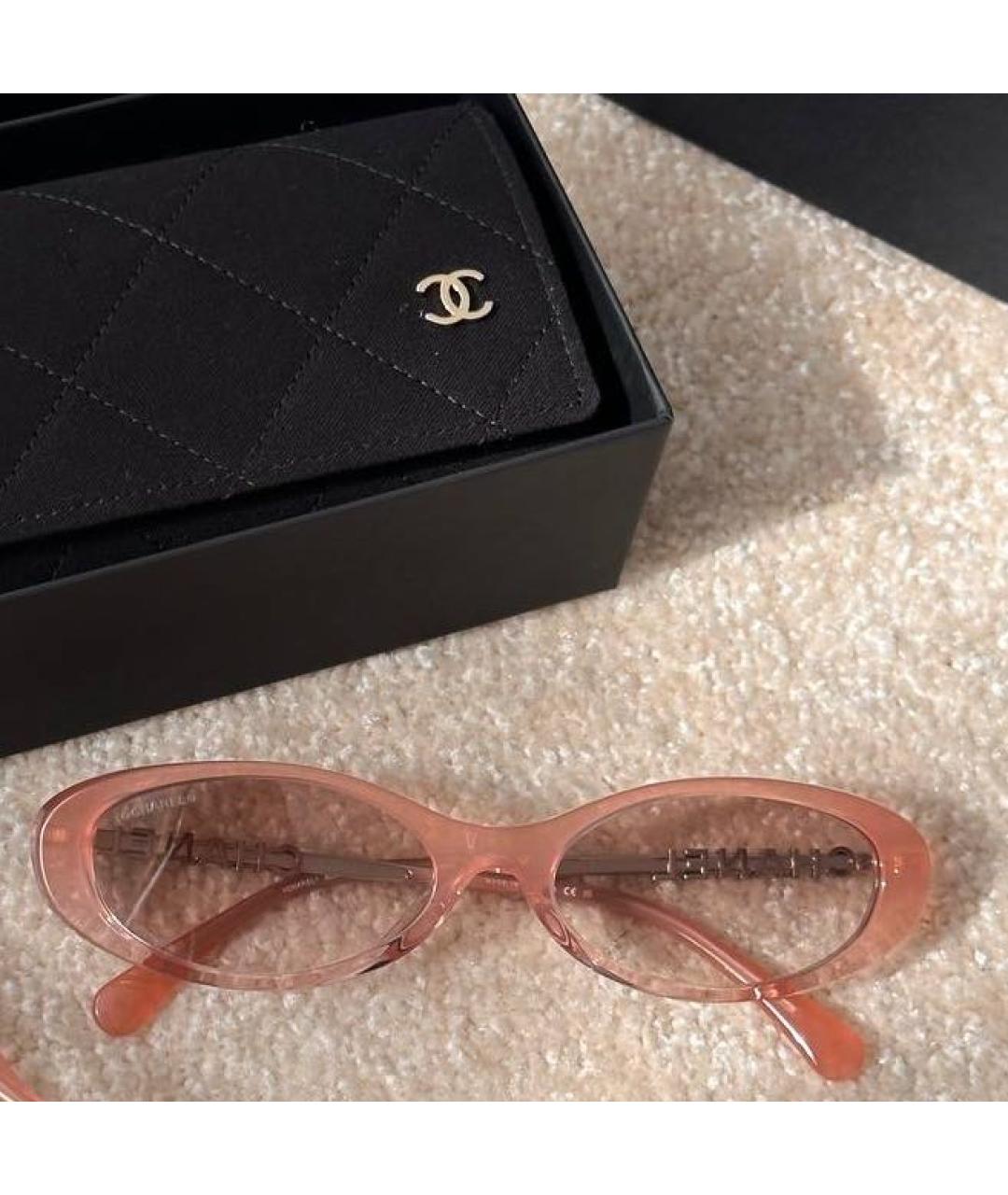 CHANEL Розовые пластиковые солнцезащитные очки, фото 4